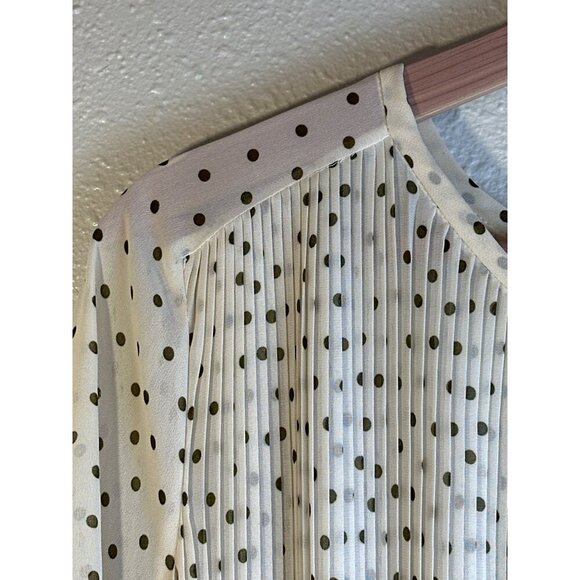 Club Monaco Womens Dress Pleated Polka Dot 3/4 Sleeves Ivory Sheer Dress Size S - Picture 11 of 15